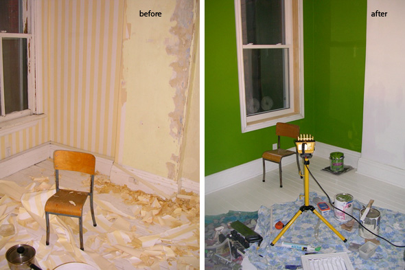 green room, renovation, before & after